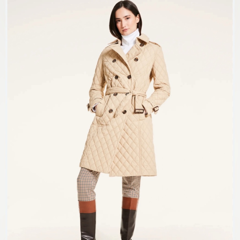 Brooks Brothers Quilted Taffeta Trench Coat Size 8 LIKE NEW - Picture 2 of 6